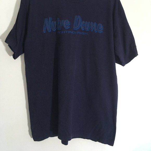 Vintage TNT Trau & Loevner Notre Dame Fighting Irish Blue T-Shirt Large Made USA - Picture 2 of 5